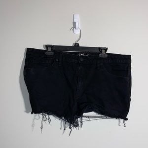 distressed black shorts